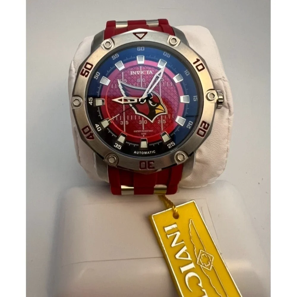 #W036 Invicta NFL Arizona Cardinals 32008 Automatic Men's Watch Red
